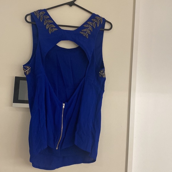 Topshop Royal Blue embroidered detail top Size 14 NWOT - Picture 5 of 6